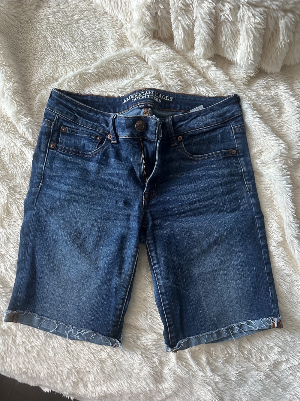 American Eagle Outfitters Dark Blue Stretch Skinny Bermuda Shorts